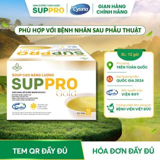 Dinh dưỡng cao năng lượng SUPPRO GOLD cho người khó nhai nuốt, hấp thu kém, suy nhược cơ thể 12 gói