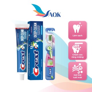 Combo Kem đánh răng Crest Plus (153g) - Deep Clean + Bàn chải tay Oral-B Gumcare (Trà xanh)