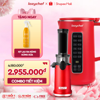 [Combo tiết kiệm] Máy Làm Sữa Hạt 12in1 Lazychef và Máy Ép Chậm Mini Lazychef - Hàng Chính Hãng