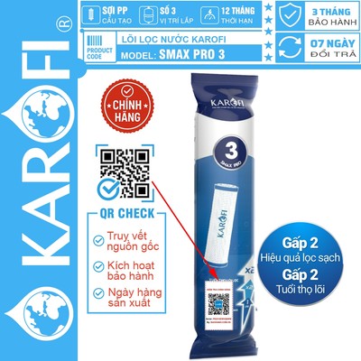[CHÍNH HÃNG 100%] Lõi lọc nước Karofi Smax Pro 2, CÓ TEM KÍCH HOẠT BẢO HÀNH CHÍNH HÃNG , TRUY XUẤT NGUỒN GỐC
