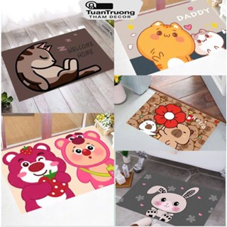 Thảm chùi chân capybara bali 40x60 chống trơn trượt, Thảm lau chân hello kitty thấm nước 3D decor phòng tắm, phòng khách