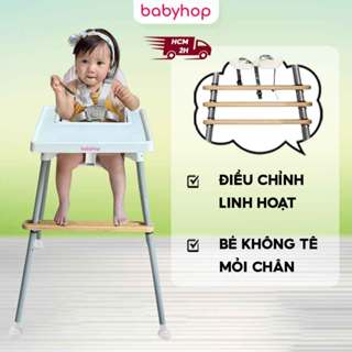 (Combo Tiết Kiệm) Ghế ăn dặm, bàn ăn cho bé Babyhop kèm gác chân điều chỉnh theo chiều dài chân bé, 2 size, nhựa an toàn