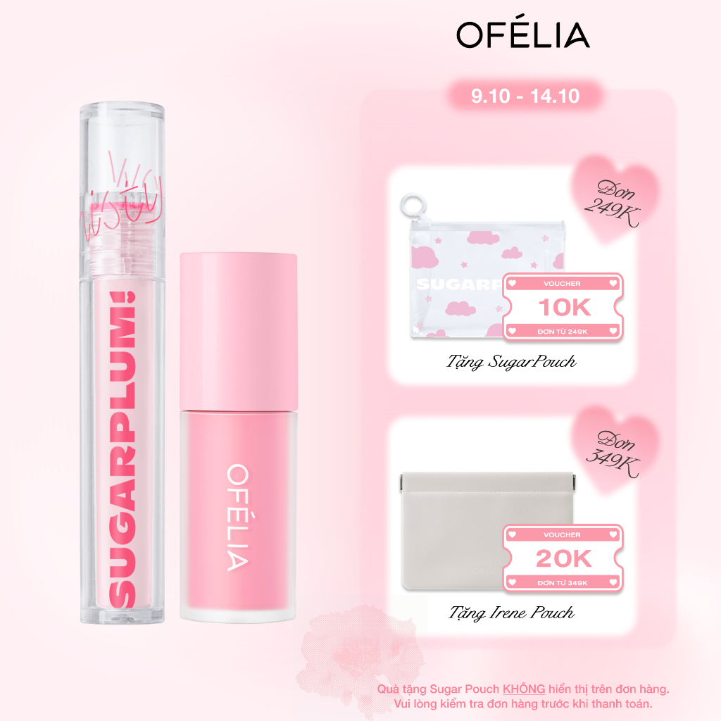 Combo Son Và Má Hồng OFÉLIA SUGARPLUM - MistyNow Blurring Tint + Lolli Liquid Blush (3.8g x 4.6g)