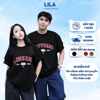 Áo phông đôi MY LOVE LILA in họa tiết tự chọn cho couple - Áo thun unisex vải Premium cotton quà tặng bạn trai bạn gái