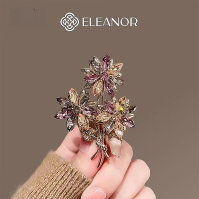 Ghim cài áo nữ Eleanor Accessories trâm cài áo hình bông hoa đính đá phụ kiện thời trang 10588