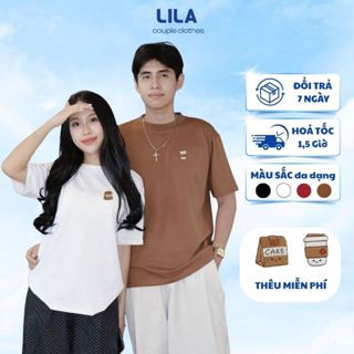 Áo phông đôi Tee cake & coffee LILA áo thun couple cổ tròn vải Premium cotton quà tặng bạn trai bạn gái ý nghĩa
