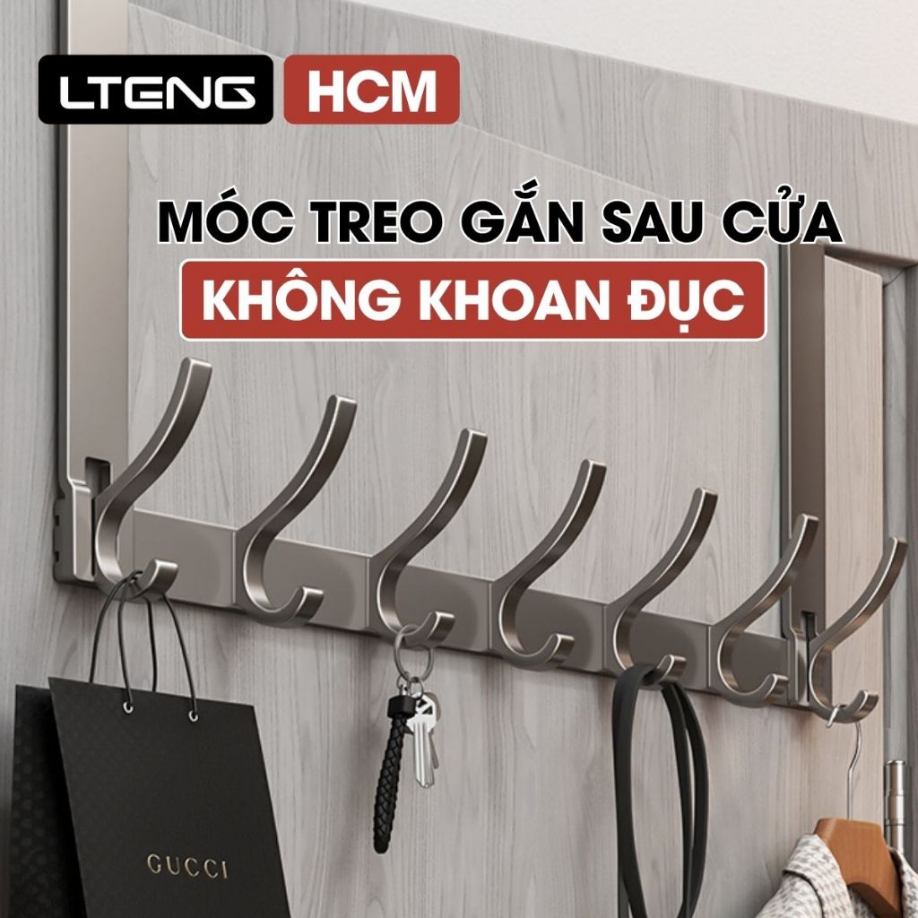Thanh móc treo sau cửa LTENG, nhôm cao cấp chống gỉ, không cần khoan, tiết kiệm không gian