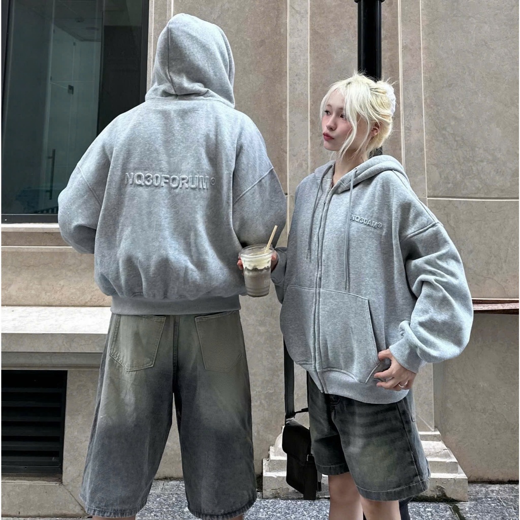 Áo Khoác Hoodie Zip Nỉ Cotton Dập Nổi NQ30 FORUM Form Boxy Nam Nữ Unisex | BigBuy360 - bigbuy360.vn
