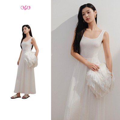 Đầm maxi OLV cổ vuông thanh lịch Beatrix co giãn thoải mái phù hợp đi chơi đi biển mùa hè