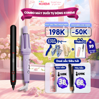 Combo Máy duỗi tóc, uốn tóc xoăn tự động PRO, máy sấy tóc, máy dập xù bấm phồng chân tóc vuông KOREMI. Bảo Hành 12 tháng