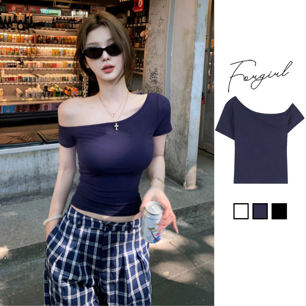 Áo thun trễ vai Forgirl áo thun lệch vai tay ngắn form ôm body chất cotton bozip mềm mại T112