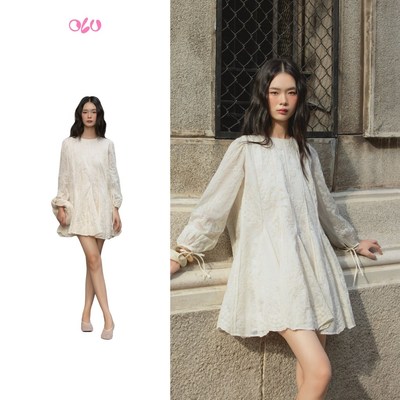 Đầm babydoll OLV hoa tay dài dáng bồng xòe phù hợp đi chơi Freya Loose Dress