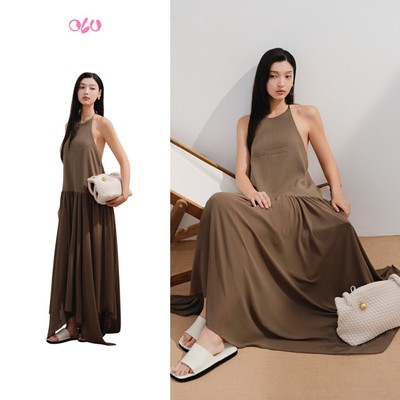 Đầm maxi OLV dáng suông cổ yếm quyến rũ trẻ trung Keoni phù hợp đi tiệc đi chơi