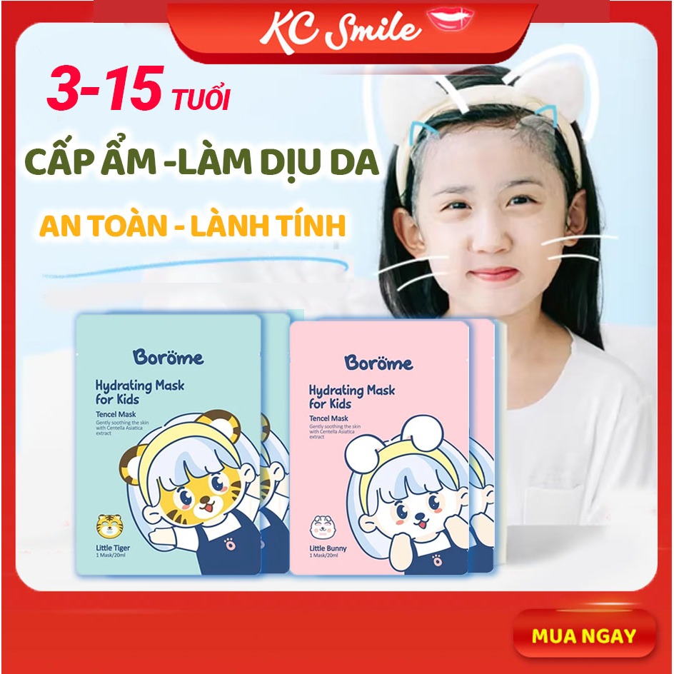 Mặt nạ trẻ em Borome Chiết Xuất Rau Má dưỡng ẩm chăm sóc da nhạy cảm bé 3-15 tuổi 20ml
