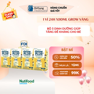 1 Vỉ GROW VÀNG Sữa Dinh Dưỡng 110ml Nutifood GrowPLUS+ Sữa Non Immunel - Tăng Đề Kháng (4 Hộp x 110ml)