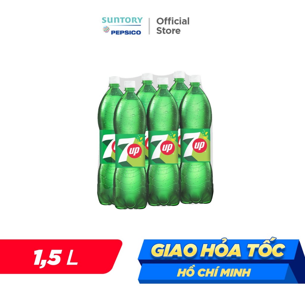 Lốc 6 Chai Nước Ngọt Có Gaz 7Up (1,5L/chai)