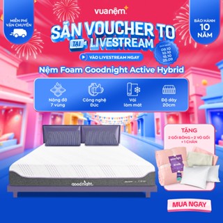 Nệm Foam Goodnight Active Hybrid 20cm, đệm foam than đá làm mát công nghệ KIKOO đến từ Đức, ruột đệm cao su thiên nhiên