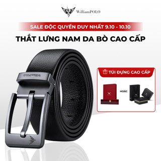 Thắt lưng nam da bò Williampolo khóa gài cao cấp, sang trọng dùng làm quà tặng POLO20523P