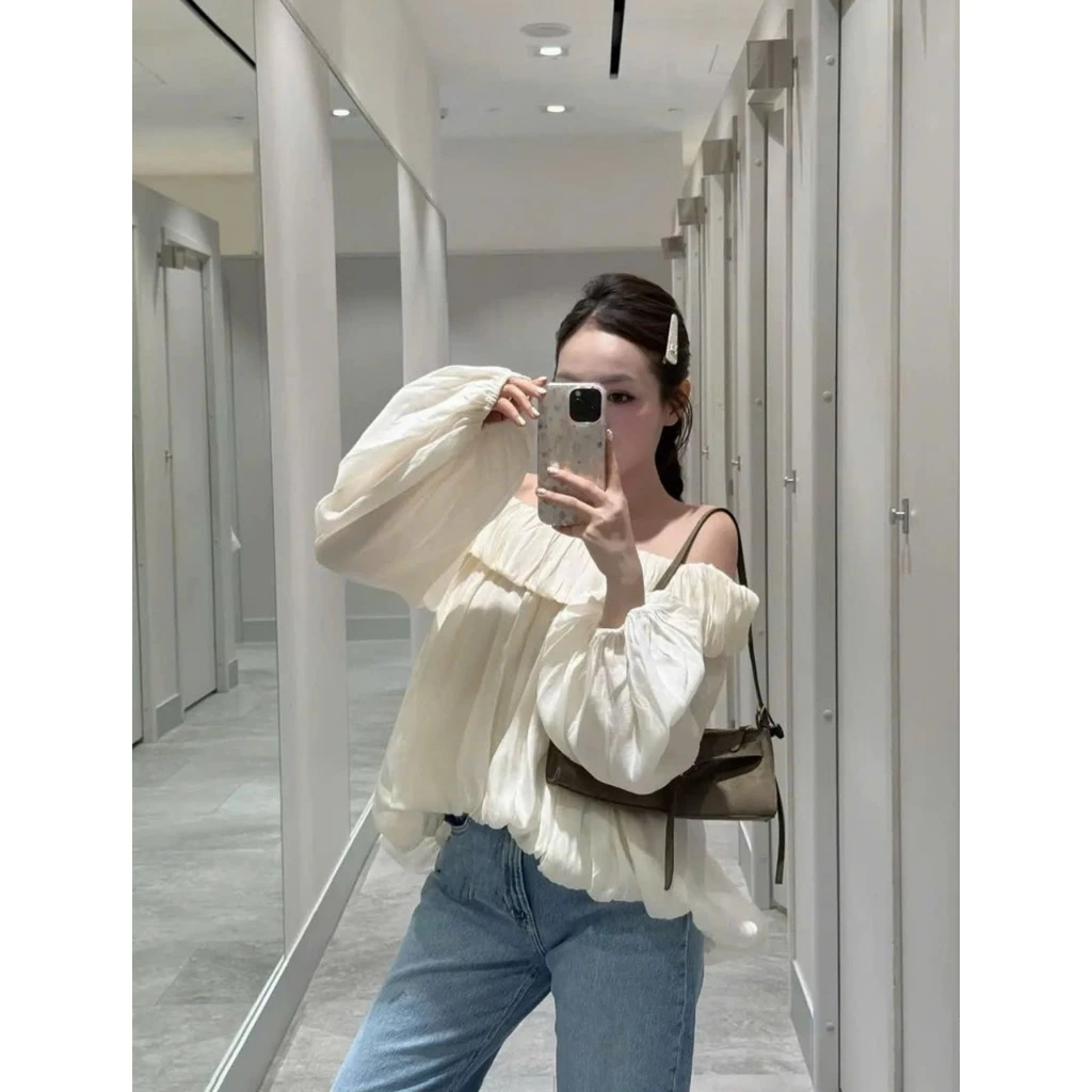 ÁO TRỄ VAI DÀI TAY BOM PHỒNG SIÊU XINH TIỂU THƯ VOAN TƠ MỀM BYBY TOP - DÀNH CHO NỮ | BigBuy360 - bigbuy360.vn