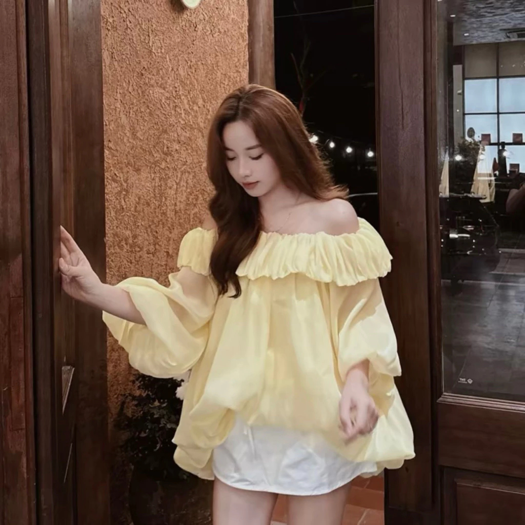ÁO TRỄ VAI DÀI TAY BOM PHỒNG SIÊU XINH TIỂU THƯ VOAN TƠ MỀM BYBY TOP - DÀNH CHO NỮ | BigBuy360 - bigbuy360.vn