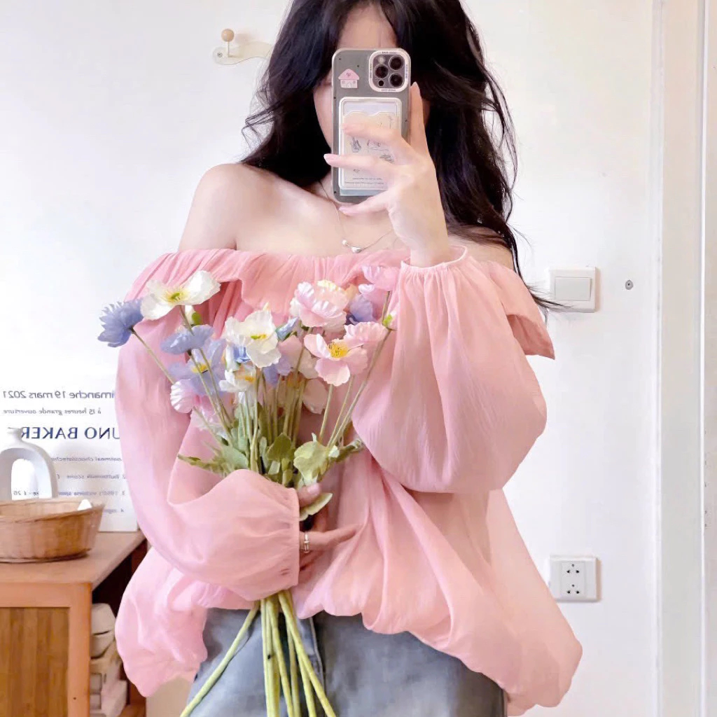 ÁO TRỄ VAI DÀI TAY BOM PHỒNG SIÊU XINH TIỂU THƯ VOAN TƠ MỀM BYBY TOP - DÀNH CHO NỮ | BigBuy360 - bigbuy360.vn