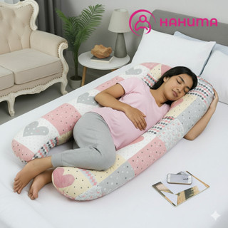 Gối Bà Bầu Chữ U Hahuma - Vải Cotton Hàn Quốc, Bông 3D