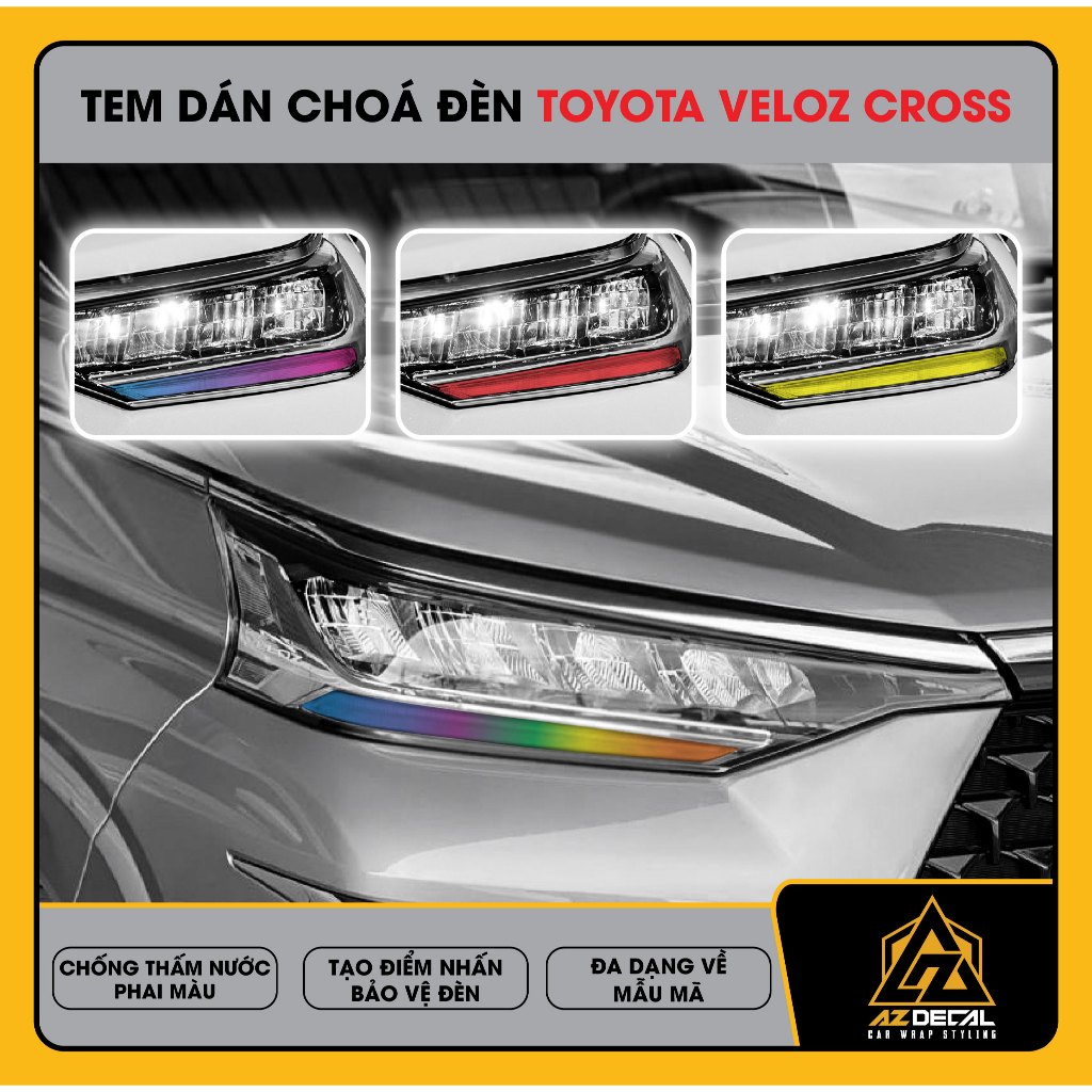 Tem Dán Đèn Toyota Veloz Cross | Decal Titan Đổi Màu Chống Thấm Nước - AZDECAL