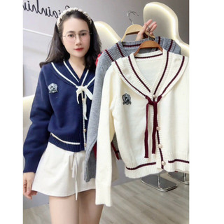 Áo len thuỷ thủ thêu huy hiệu, Khoác cadigan len dày dặn AL4401-B2T3 - NhiNhi Shop