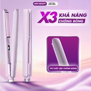 Máy duỗi tóc ép thẳng AKIO chống bỏng tối đa, tạo kiểu thẳng xoăn có ion âm bảo vệ tóc