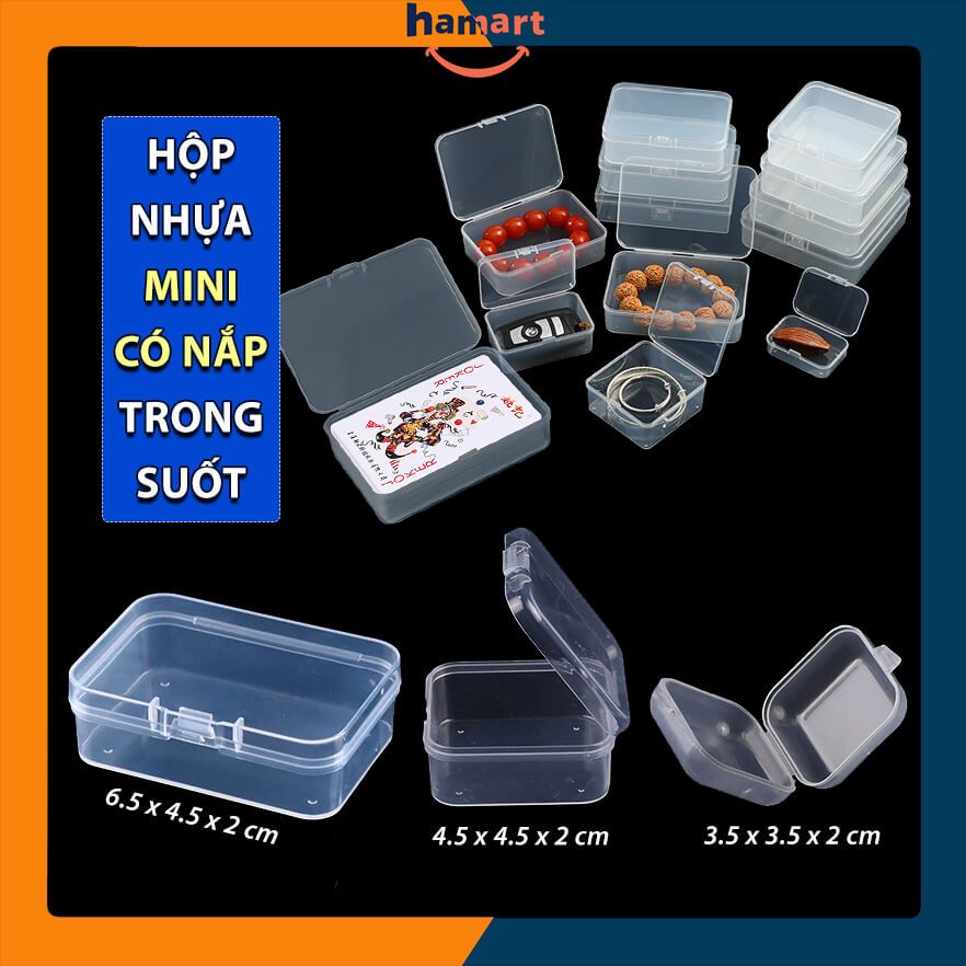 Hộp Nhựa Mini Có Nắp Trong Suốt Khoá Kín Đựng Trang Sức Linh Kiện Ốc Vít Vật Dụng Nhỏ Tiện Lợi
