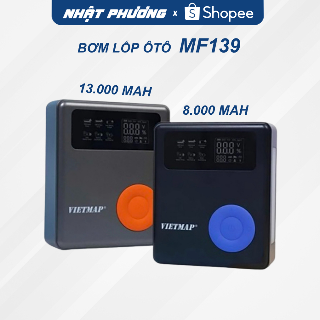 Bơm lốp kích bình Vietmap MF139 Đa năng 4 trong 1, Kích bình, bơm lốp, chiếu sáng, sạc dự phòng