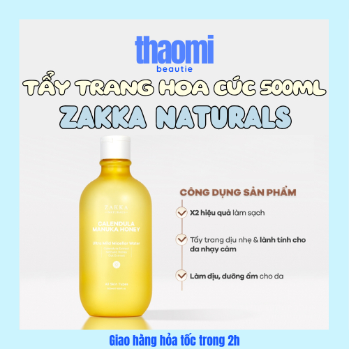 Nước Tẩy Trang Hoa Cúc Và Mật Ong Nhẹ Dịu Dành Cho Da Nhạy Cảm ZAKKA NATURALS 500ml
