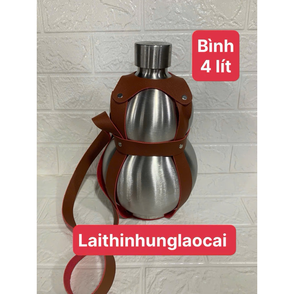 Bình hồ lô đựng rượu, đựng nước, inox 304 tặng bao da xinh xỉu
