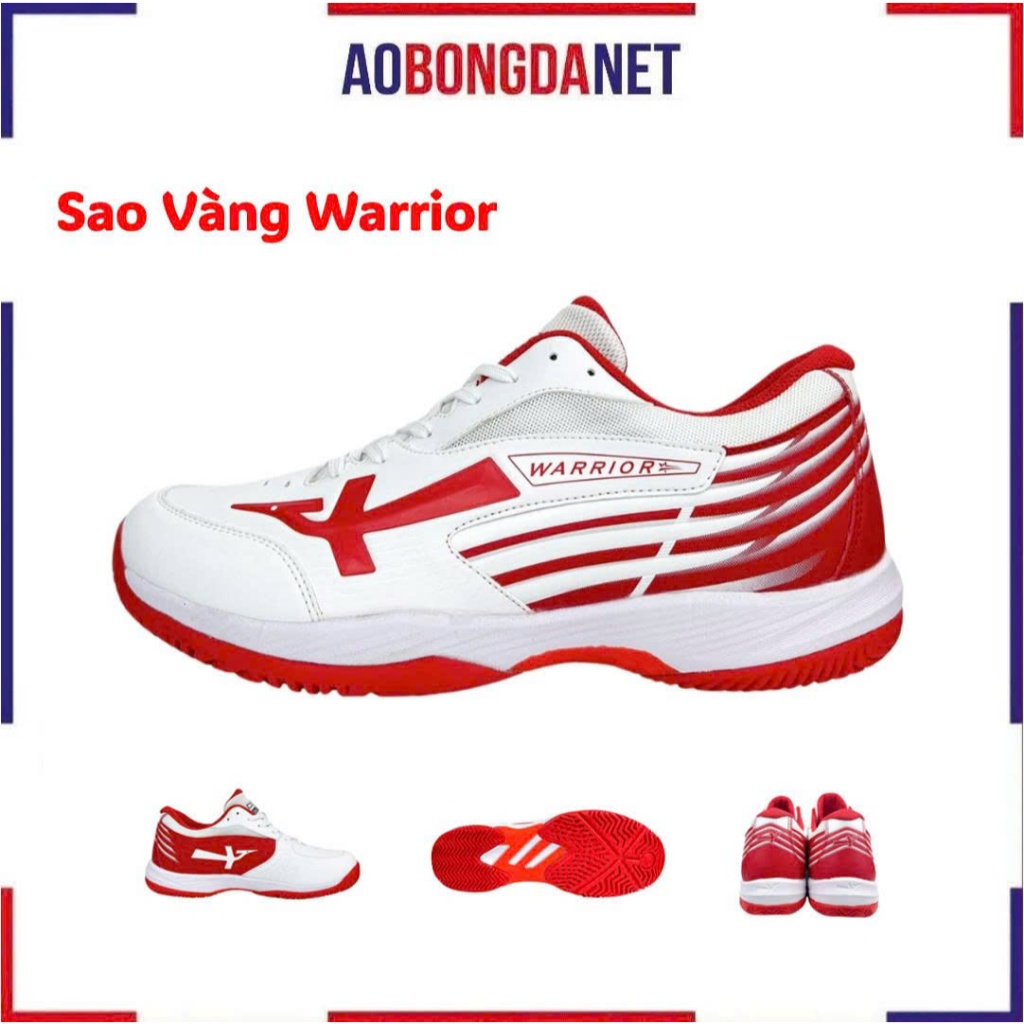 Giày Sao Vàng Warrios Cổ Thấp, Giày Bóng Chuyền Có Đệm Mút Bảo Vệ Cổ Chân