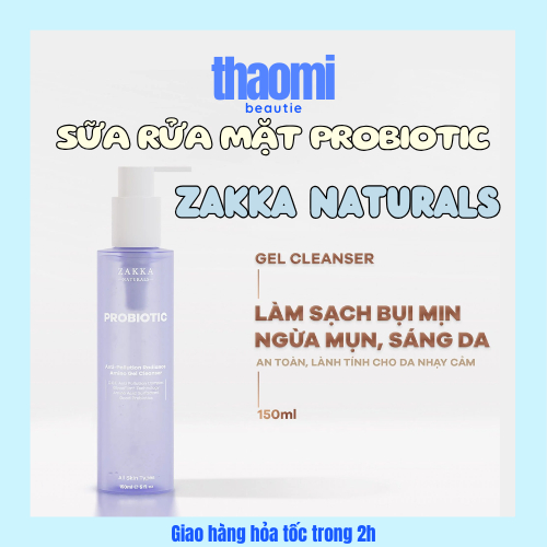[Bao bì mới] Gel Rửa Mặt Làm Sạch Bụi Mịn Probiotic Anti-Pollution Radiance Amino Gel ZAKKA NATURALS