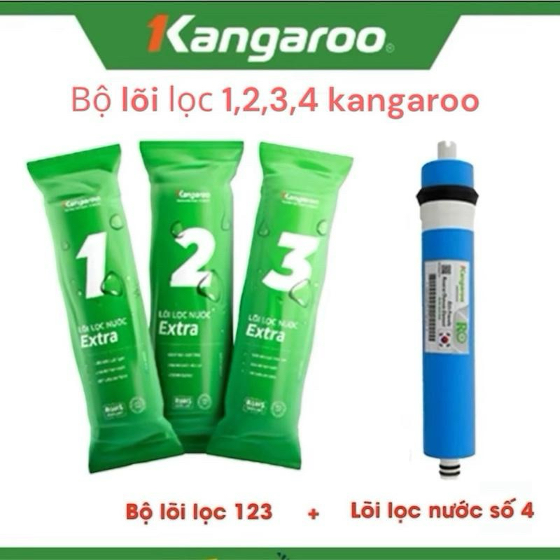 Combo 4 lõi lọc nước  1,2,3 kanggaroo eco  + màng ro kanggarooo KG10A3, KG99A, KG88A, KG100HQ, KG109