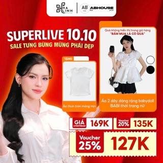 [Võ Hà Linh x AB House](MUA 1 KÈM 1 THUN TRƠN TRẮNG ) Áo 2 dây babydoll BABI thời trang nữ
