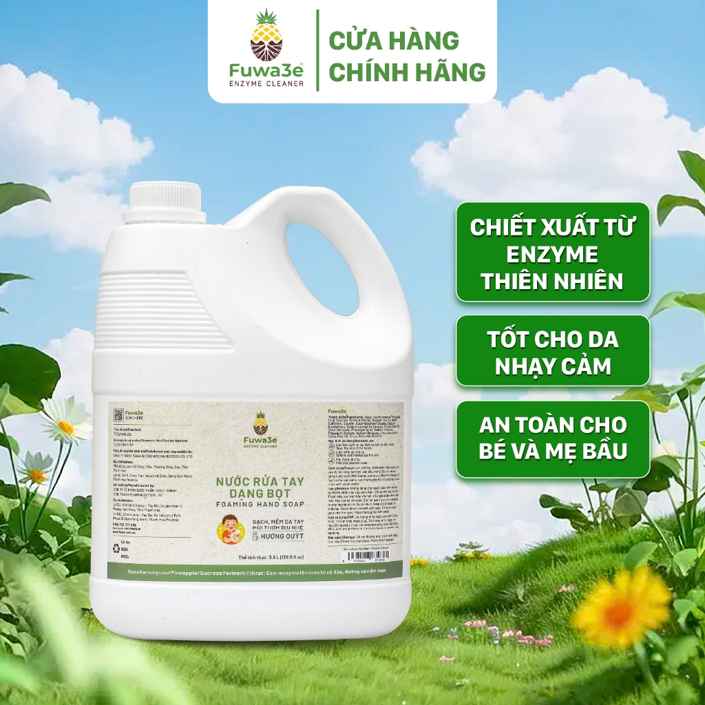  Nước Rửa Tay Sát Khuẩn Fuwa3e Mùi Tinh Dầu Quýt Từ Chế Phẩm Enzyme Sinh Học 3.8L 