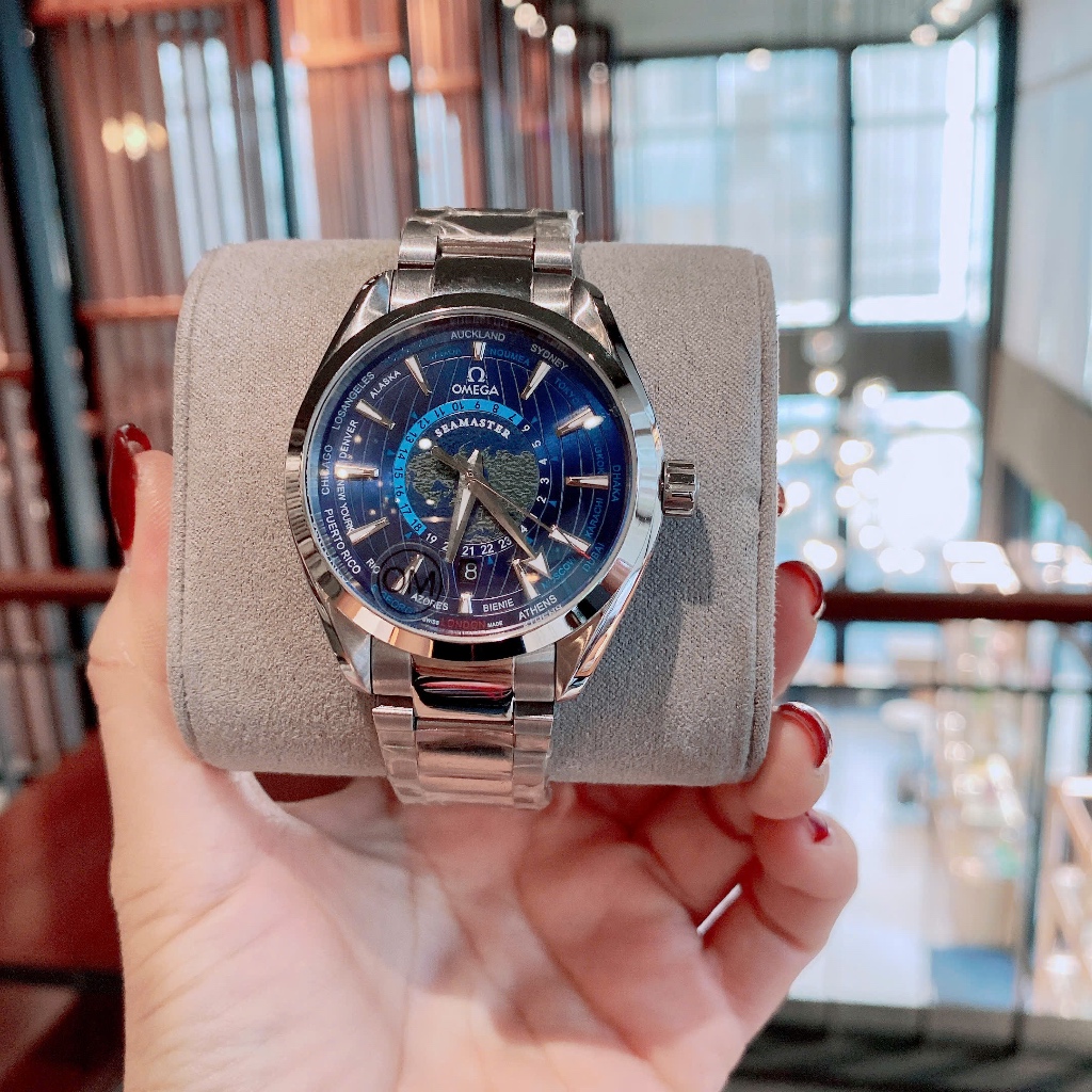 Đồng hồ nam đeo tay máy cơ 0mega dây kim loại cao cấp chống nước size 43mm fullbox