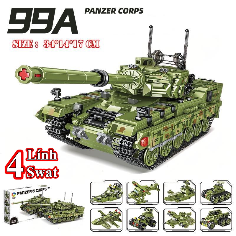 [1328 Mảnh] BỘ ĐỒ CHƠI LẮP RÁP XE TĂNG Chiến Đấu, XE BỌC THÉP Tank, Lắp Ráp Xe Chiến Đấu Quân Đội - Máy Bay Trực Thăng