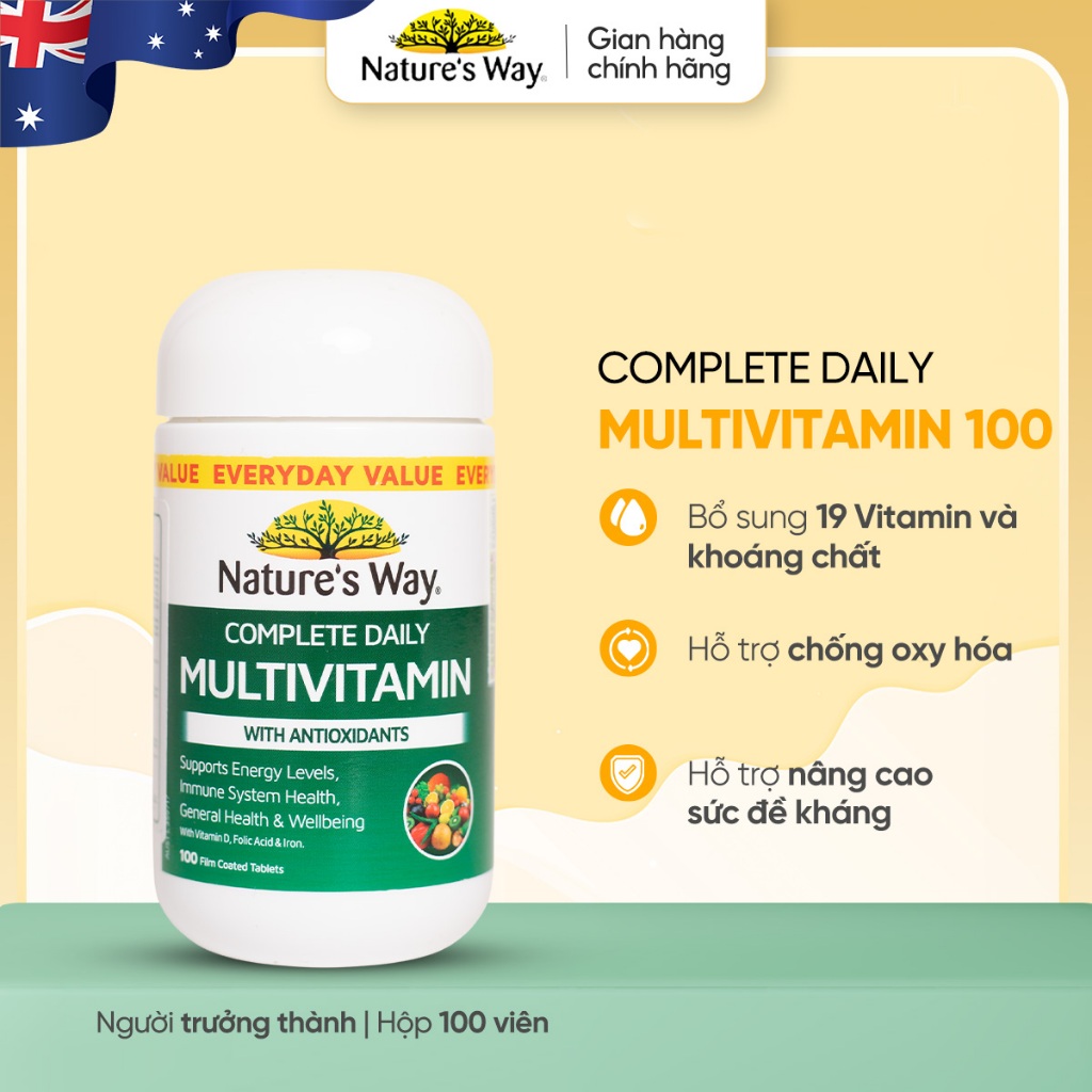 Vitamin Tổng Hợp Nature’s Way Complete Daily Multivitamin - Hộp 100 Viên - Hỗ Trợ Bổ Sung Vitamin Và Khoáng Chất