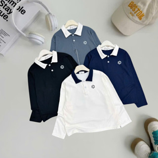  Áo Polo Dài Tay Bé Trai 20–60kg | Vải Gạo Hàn Cao Cấp Đứng Form Không Bai Xù Cổ Phối Màu Cá Tính 4 Màu Thời Trang 