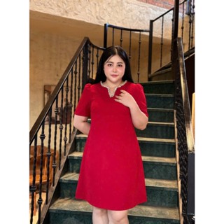  Đầm nữ bigsize LUCY cổ đính đá form dáng chữ A chất liệu tuyết mưa cao cấp mềm mịn thoáng mát fullsize 55-90kg 