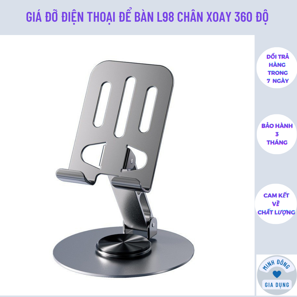 Giá đỡ điện thoại để bàn L98 chân xoay 360 độ tiện lợi bằng hợp kim nhôm gấp gọn