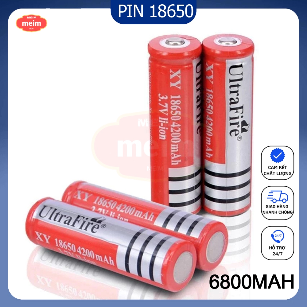 Mới Pin UltraFire 3.7V 18650 Pin 6800mAh 3V7 4800mAh tốt dùng cho đèn pin sạc dự phòng