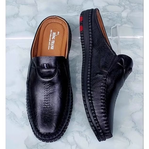 GIÀY SAPO DA BÒ KHÂU VIỀN XỊN ĐẾ CAO SU DẺO