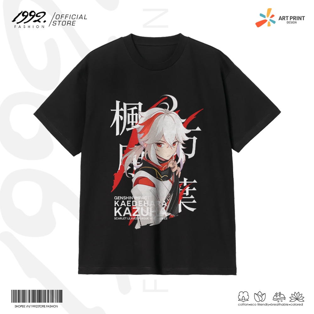 Áo thun Unisex Genshin Impact Kazuha Kaedehara Cotton 100% ngắn tay
