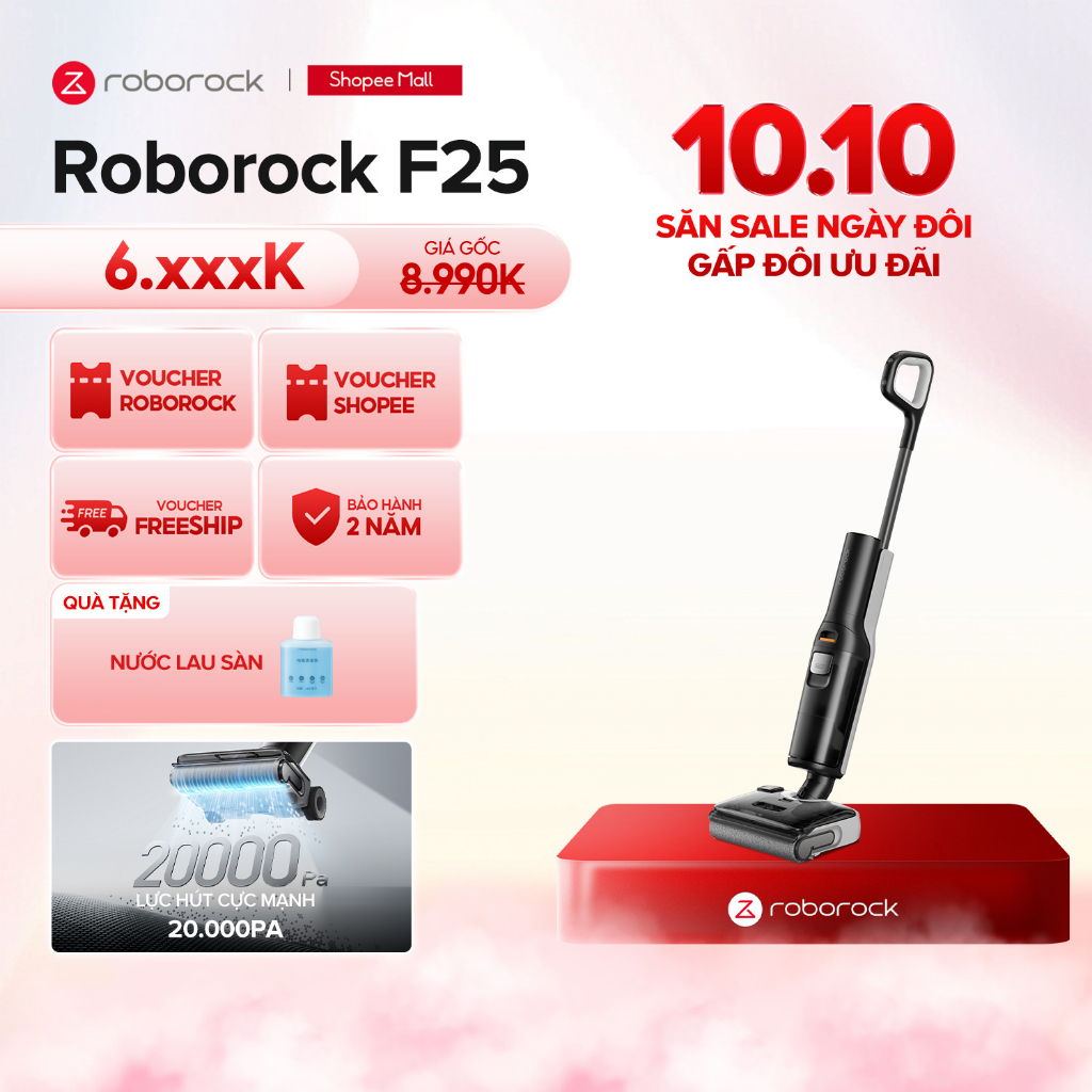 [Tặng nước lau] Roborock F25 | F25 RT | F25 ACE | F25 Ultra máy hút bụi lau nhà cầm tay không dây | Lực hút 20000Pa