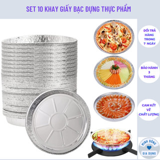 Set 10 khay giấy bạc đựng thực phẩm dùng cho nồi chiên không dầu size 18cm dùng cho nồi 2-5 lít