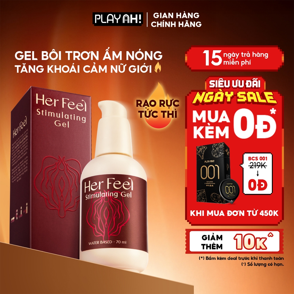 Gel bôi trơn Her Feel ấm nóng tăng khoái cảm nữ giới Stimulating Gel 70ml